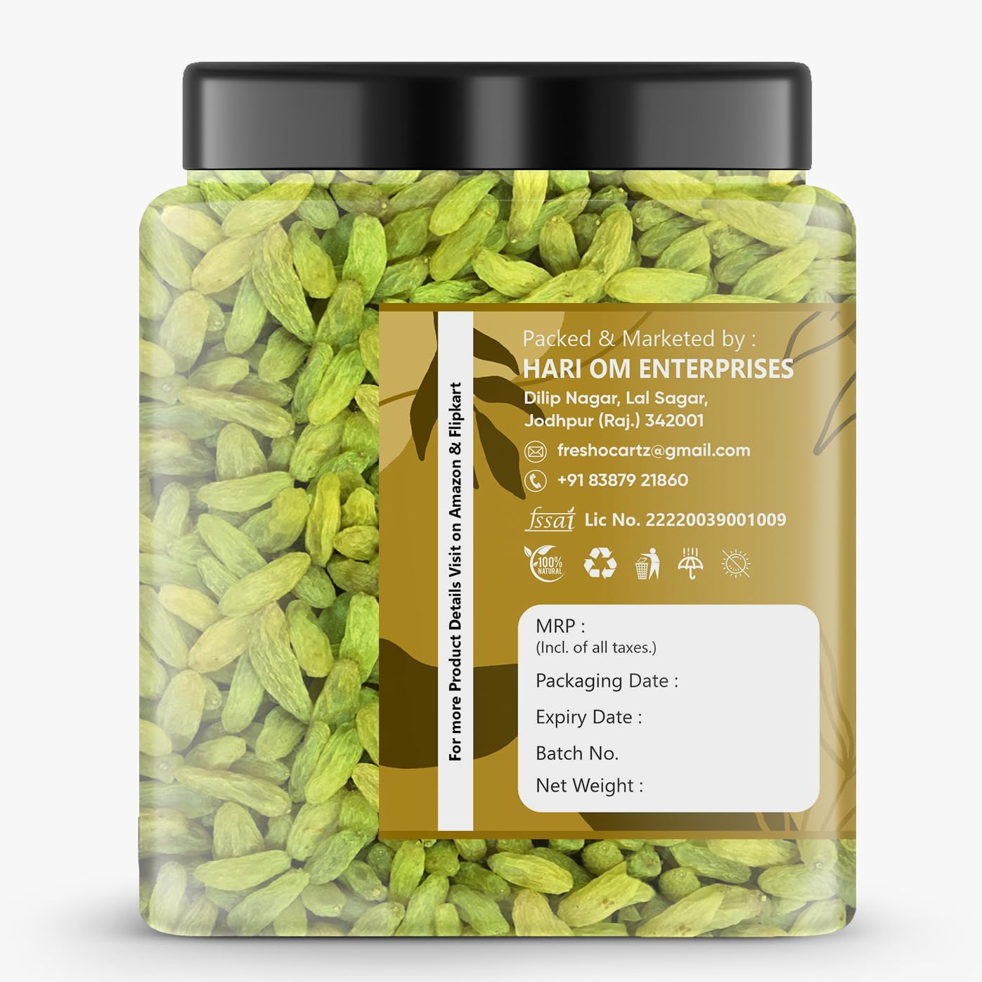 FreshoCartz Green Raisins 1kg | 100% Dried Grapes (Kishmish